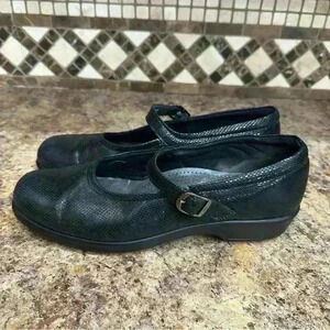 SAS Maria Ladies Black Shiny Snake Tripad Comfort Foot Bed Size 9.5 Narrow